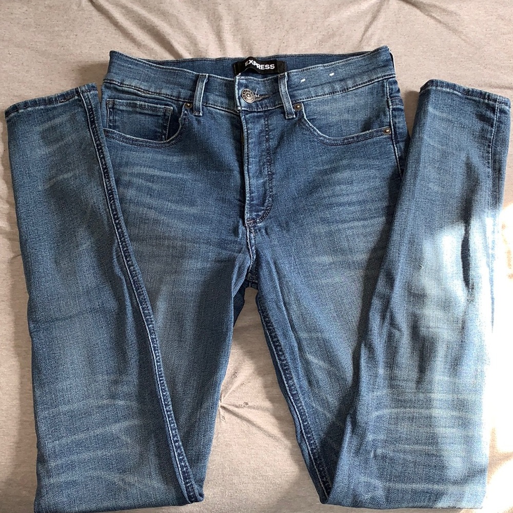 Medium wash high-rise Express jeans
